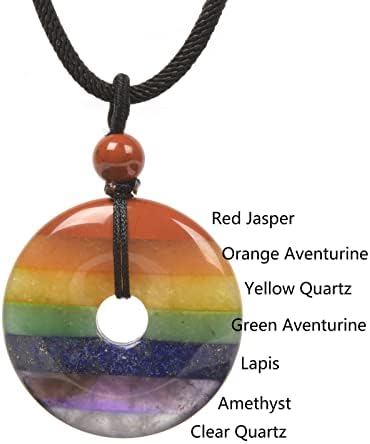 JUST IN STONES Gemstone 30mm Donut Beads Reiki Chakra Pendant Necklace Handmade Jewelry 22 Inch