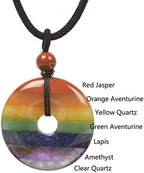 JUST IN STONES Gemstone 30mm Donut Beads Reiki Chakra Pendant Necklace Handmade Jewelry 22 Inch