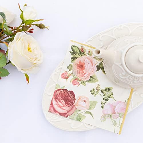 AM Décor - 20 Count Soft 3-Ply Tissue Decoupage Luncheon Paper Napkins -13" x 13" (Unfolded) (Rosalia, 13x13 Inch (Pack of 20))
