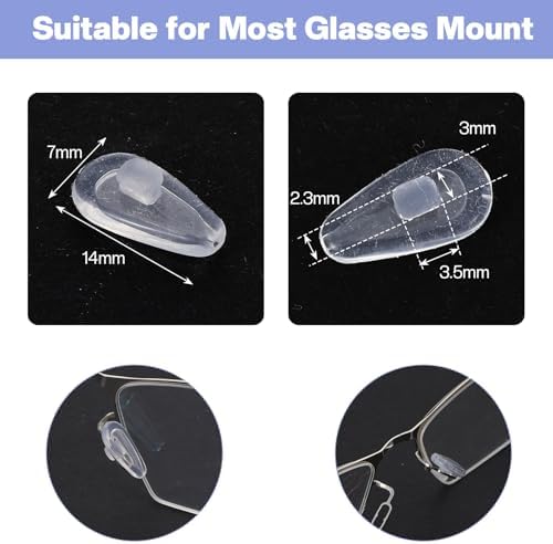 10 Pairs Soft Silicone Air Cushion Eyeglass Nose Pads, Anti-Slip Push-in Non-Slip Nose Pads with Cleaning Cloth for Glasses & Sunglasses