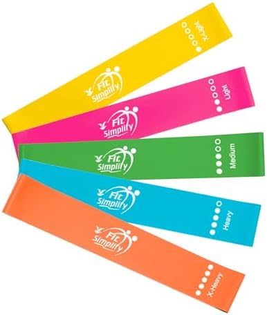 Fit Simplify 10 Inch Resistance Loop Exercise Bands, Set of 5, Assorted Colors