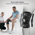 Fit Geno Hinged Knee Brace for Meniscus Tear: Adjustable Support for Knee Pain w/Built-in Side Stabilizers & Removable Metal Hinges for ACL MCL Injury or Surgery Recovery - Men and Women