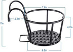 HowRU Iron Art Hanging Baskets Flower Pot Holder - Over The Rail Metal Fence Planters - Pack of 3 - Black