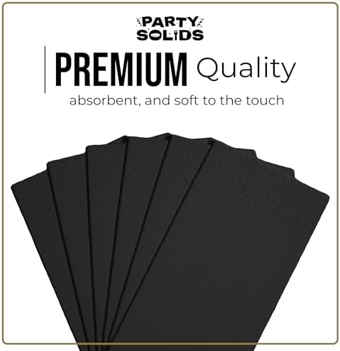 Party Solids Black Dinner Napkins Disposable 8" x 4" Folded - 40 Pcs 2 Ply Black Napkins Disposable Paper Guest Towels for Bathrooms, Dinners, Everyday Parties & Party Supplies