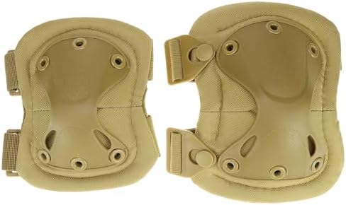 QWORK Tactical Combat Knee and Elbow Protective Pads Sets for Outdoor Paintball Game Cycling Skateboarding