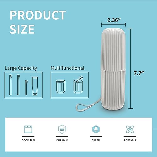 Sunenlyst 2Pcs Travel Toothbrush Holder, Portable Toothbrush Case for Traveling, Camping, Business Trip and School, Multifuction Plastic Toothbrushes Toothpaste Set with Two Colors（Length：7.7"