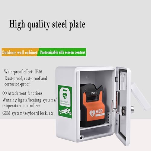 AED Storage Cabinet, Outdoor AED Cabinet with Constant Temperature Control System and Intelligent Password Lock, Waterproof and Anti-Corrosion, Compatible with Multiple AED Models