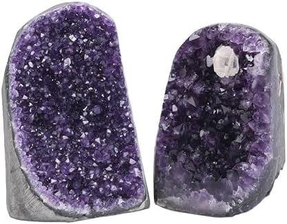 Extreme Rocks & Fossils Natural Amethyst Cluster with Polished Edges [4 to 5 lb.] Real Raw Geode Healing Crystal Rock from Uruguay, Deep Purple Decor and a Free Velvet Pouch of Rose Quartz