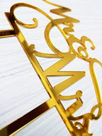 Mr and Mrs Cake Topper, Bride and Groom Sign Wedding/Engagement Cake Toppers Decoration, Mirror Gold Acrylic