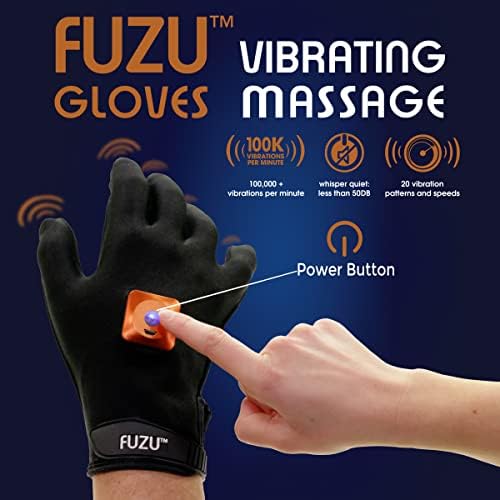 FUZU Vibrating Massage Glove Used for Providing Massages, Massaging Sore Muscles, Back, Neck, Shoulders Legs, 20 Speeds & Patterns, Rechargeable & Waterproof | Right Hand ONLY, Black