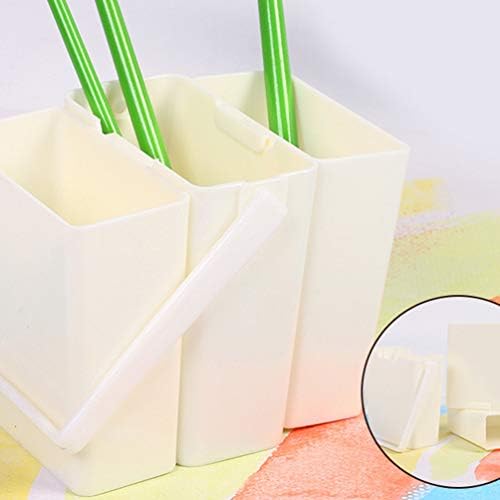 Artibetter Brush Washing Bucket Plastic Triple Detachable Pen Cleaner Barrel Square Watercolor Art Paint Storage Pail Container for Drawing Oil Painting