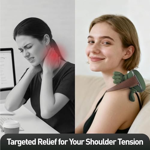 Neck Massager with Heat for Pain Relief Deep Tissue Cordless Neck and Shoulder Massager with Heat and Fingers Bionic Hand Electric Cervical Back Massagers– Use 5V/2A Standard USB Charger Only