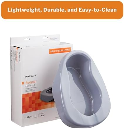 McKesson Contoured Bedpan - Plastic, Unisex, 84 fl oz - Gray, 16.25 in x 12 in x 4.25 in, 1 Count