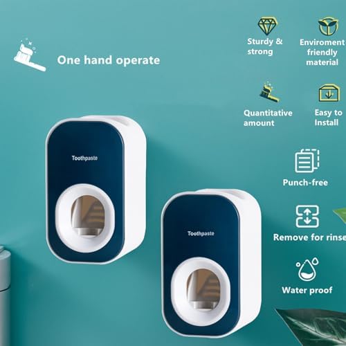 Automatic Toothpaste Dispenser Wall Mounted for Bathroom,Toothpaste Squeezer for Kids & Family Shower by Mr. Thumbs(1pc,Blue)