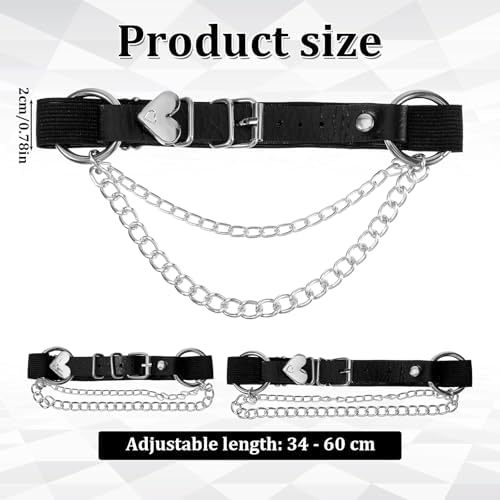 2 PCS Leg Garters for Thigh Adjustable Thigh Garters Heart-Shaped Punk Sexy Leg Harness Garter Belt Black Legs Straps Legs Accessories Harness Punk Accessories for Women Cosplay