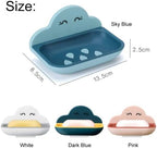 Cloud Shape Soap Dish Holder - Double-Layer Wall Mounted Soap Box Case Saver Rack for Home Bathroom Kitchen White