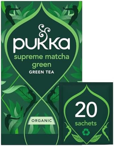 Pukka Supreme Matcha Green Organic Herbal Tea, Energizing Infusion With Matcha Powder, Ideal For Daily Vitality, Caffeine Free, 80 Total Tea Bags (20ct - Pack of 4)