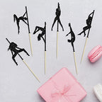 Gyufise 24Pcs Pole Dance Girl Cupcake Toppers Black Glitter Pole Dancing Cupcake Picks Bachelorette Bridal Shower Birthday Party Cake Decorations Supplies
