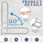 Zonon 2 Pack Flip Up Toilet Safety Rails, Anti Slip Extra Long Handicap Grab Bar with Paper Holder, Heavy Duty Bathroom Support Rail for Elderly Disabled Pregnant (Stainless Steel,30.3 Inch,Classic)