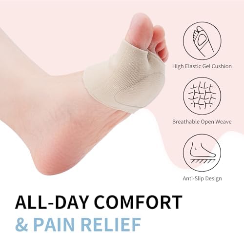 Metatarsal Pads for Women & Men – 2 Pairs Gel Metatarsal Foot Pads for Pressure Relief – Breathable Cushions for Ball of Foot, Morton's Neuroma, Metatarsalgia – Size M（Women 8-12.5；Men：7-11）