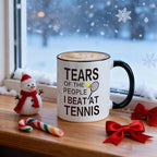 Tennis Gifts for Women Men - Tears of the People I Beat at Tennis Coffee Mug 11 Oz, Funny Chirstmas Birthday Gift Coach Friends Family