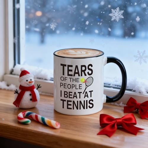 Tennis Gifts for Women Men - Tears of the People I Beat at Tennis Coffee Mug 11 Oz, Funny Chirstmas Birthday Gift Coach Friends Family