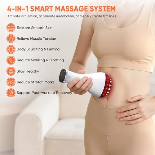 Rechargeable Lymphatic Drainage Massager & Cellulite Massage Tool with 3000mAh,Fascia Blaster for Reduce Stretch Marks for Legs, Arms & Belly,Body Sculpting Machine with Microcurrent for Office Travel