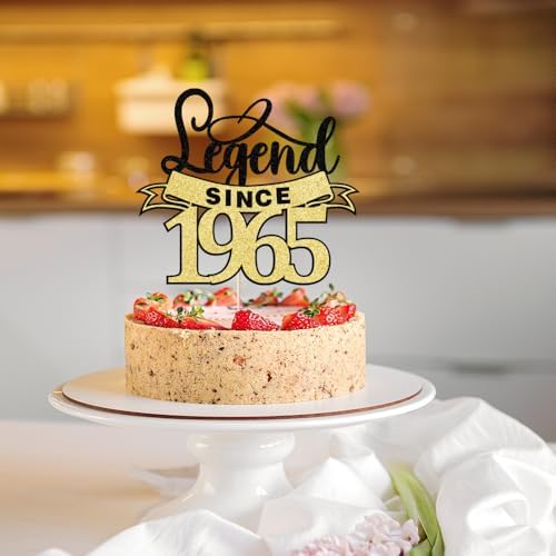 legend since 1965 cake topper Happy 60th Birthday Cake Topper Black Gold Glittery 60th Birthday/Wedding Anniversary Party Sign Decorations (1965)