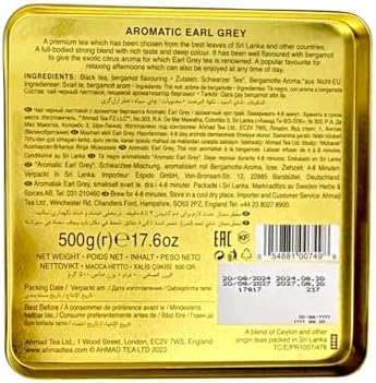 Ahmad Tea Earl Grey Aromatic Loose Tea, Ceylon Caddy, 17.6 Oz