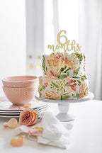 6 Months Wood Cake Topper 1/2 Birthday Cake Decoration Half Years Old Wooden Cake Topper Rural 1/2 Anniversary Baby Shower Party Photo Booth Props