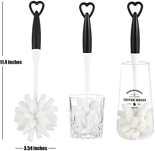 ALINK Bottle Glass Dish Sponge Cleaning Brush with Handle, Pack of 3