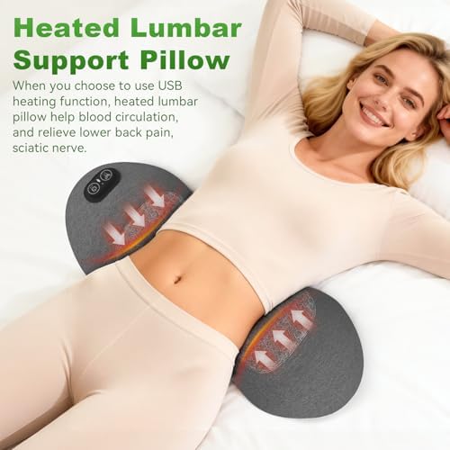 3 in 1 Electric Lumbar Massager Support Pillow - Lower Back Massager with Heat,Vibration & Airbag Traction,Smooth Triple Fusion Lumbar Support Massager for Lower Back Pain Relief FSA Eligible HSA