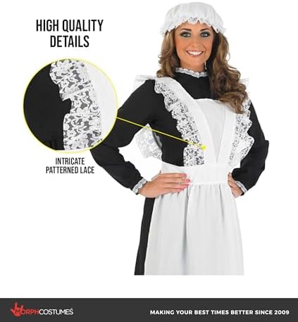 fun shack Victorian Maid Costume, Long Sleeve Dress for Women, Elegant Maid Outfit, Classic Victorian Style