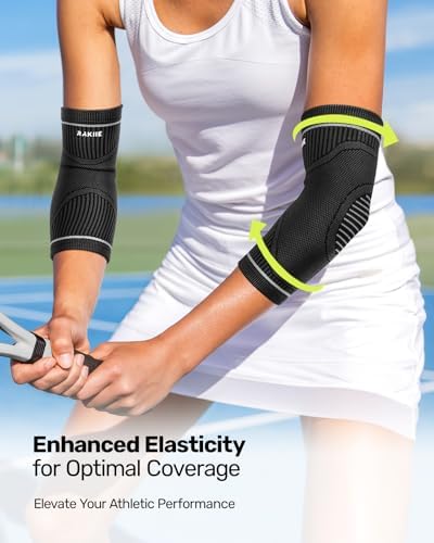 Elbow Compression Sleeve 2 Pack, High Elastic Elbow Brace for Tendonitis and Tennis Elbow for Women & Men, Elbow Sleeve for Tennis, Golfer, Badminton, Weightlifting, Grey XL