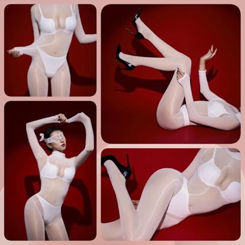 Women Full Body Stockings Oil Shiny Bodysuit Rave Outfits Clubwear
