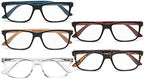 Eyekepper 5 Pairs Reading Glasses Classic Rectangular Frame Mens Womens Spring Hinges