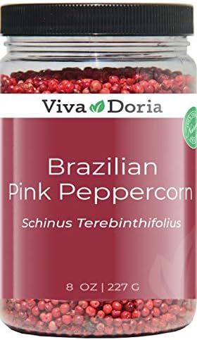 Viva Doria Brazilian Pink Peppercorns, Steam Sterilized Whole Pink Pepper, 8 Oz