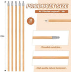 Barydat 55 Inch Lacquered Wood Broom Handle with Metal Threaded Tip Heavy Duty Natural Lacquered Wood Handle for Floor Home Office Commercial, 1" Diameter(10 Pack)
