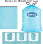 8 Gallon Trash bags for Dual Trash Can (2 x 8 Gallon), 100 count Drawstring Kitchen Garbage Bags, Pre-Separated Blue