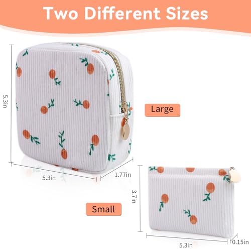 2-Pack Period Bag for Women Girls, Portable Corduroy Sanitary Napkin Storage Bag Period Pouch Small Coin Purse with Zipper, Sanitary Pads Change Pouch Tampons Holder for First Period