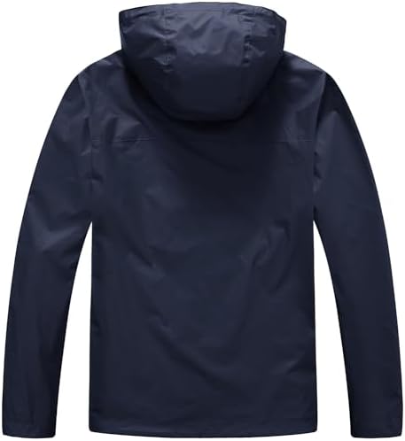 TBMPOY Men's Lightweight Rain Jackets Waterproof Raincoat with Hood Running Cycling Hiking Outdoor Windbreaker