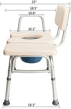 Winado 2 in 1 Transfer Bench Commode Chair for Toilet with Bucket & Padded Seat & Backrest & Armrest, Height Adjustable Bath Chair for Senior & Disabled, White