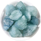 Aquamarine Raw Crystals, Large 1.25-2.0" Healing Crystals Natural Rough Stones Crystal for Tumbling, Cabbing, Fountain Rocks, Decoration, Polishing, Wire Wrapping, Wicca & Reiki