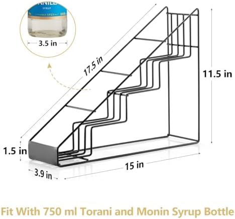 kimilus Coffee Syrup Rack for Coffee Bar Accessories, Fits with Torani and Monin Syrup, Coffee Bar Organizer Holds 4 Bottles