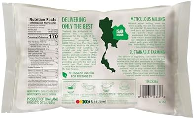 Asian Best Jasmine Rice, Thai Hom Mali, Non-GMO Verified, Gluten Free, 5 Pound Bag