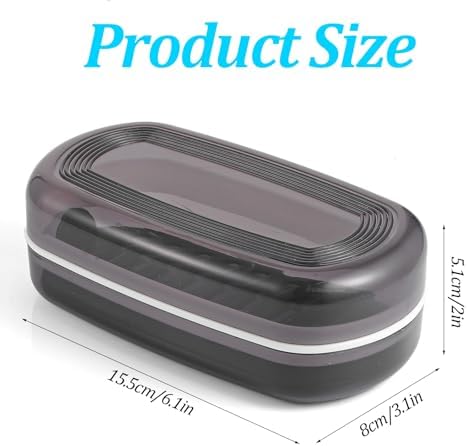 Shampoo Bar Holder Leak-Proof Travel Soap Case Black Soap Dish with Draining Layer, Multi-Use Large Soaps Box for Shampoo Bars Travel, Camping, Gym, Bathroom