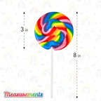 12 Large Swirl Lollipops, Rainbow, 3-Inch Suckers, Great Party Favors Holliday Decoration, Carnival Lollipos Great For Thanksgiving Sweet Treats