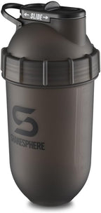 SHAKESPHERE Shaker Bottle - 24oz Leak Proof Protein Shaker Bottle for Pre Workout, Smoothie, and Powder Drink Mixes, No-Blade Mixer for Gym, BPA-Free, Easy Clean & Easy to Carry (Frosted Black)