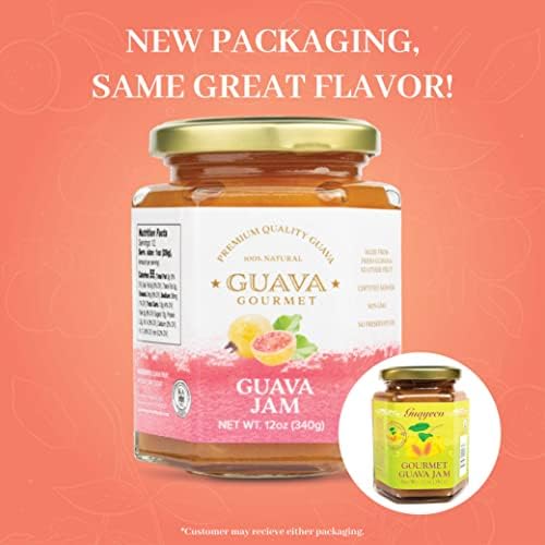 Guava Gourmet Guava Jam (12oz, Jar), Fresh Tropical Guava Fruit Jam, All-Natural, Non-GMO, Vegan, Gluten and Cholesterol-Free Premium Artisan Craft Jam, No Fillers or Preservatives, Certified Kosher