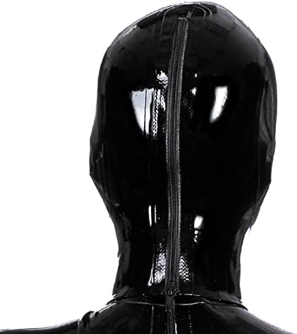 Latex Hood Mask with Full Face Closed Eyes Open Mouth and Nose Cosplay Party Latex Mask